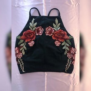 Lace Up Floral Crop Top
